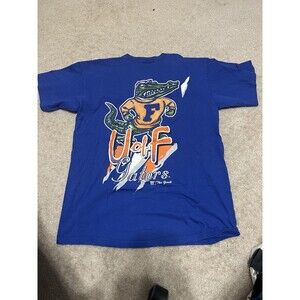 Vintage 1990s Florida Gators T Shirt Mens Large Blue Big Gator Logo NCAA